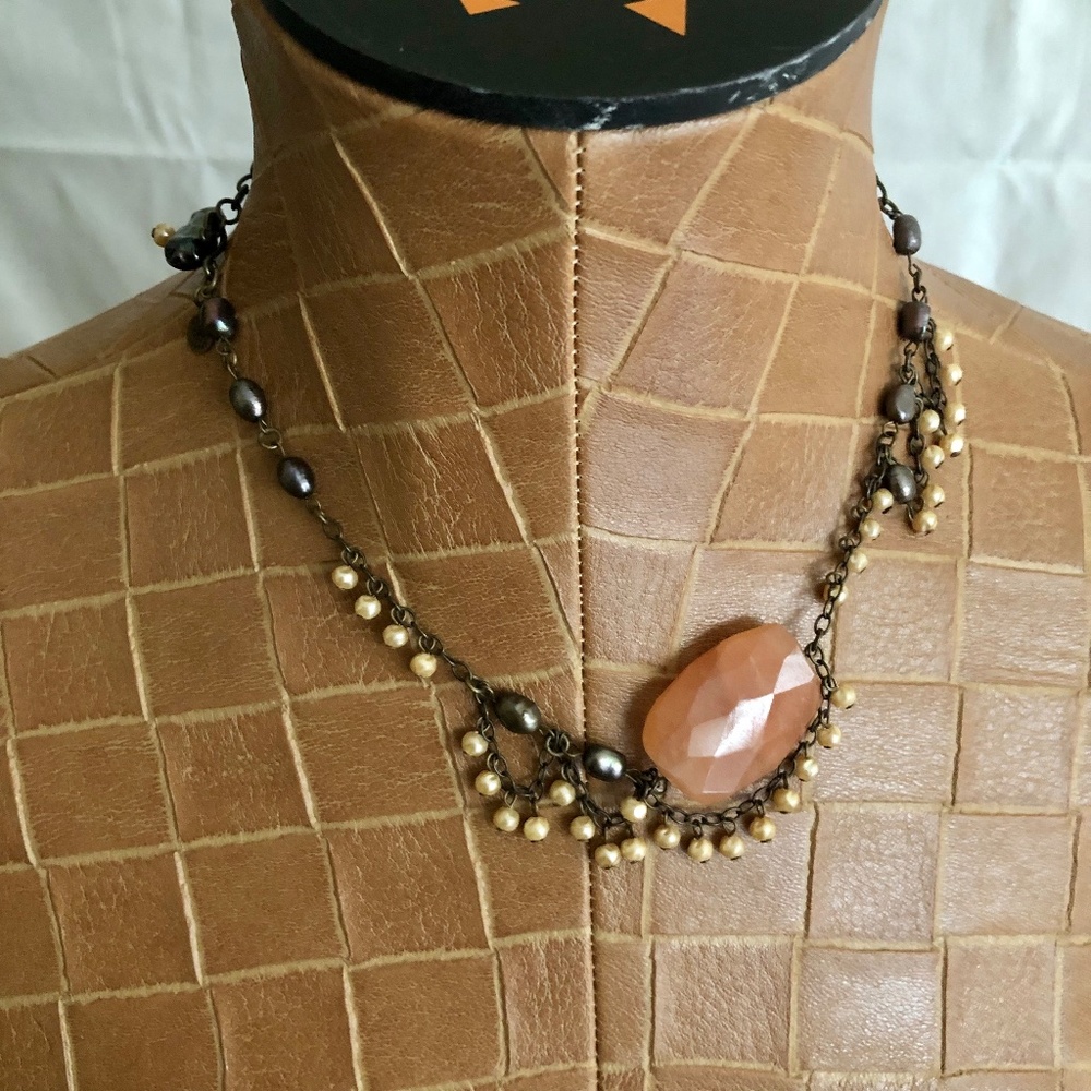 Asymmetrical Freshwater Pearl & Quartz Necklace Choker
